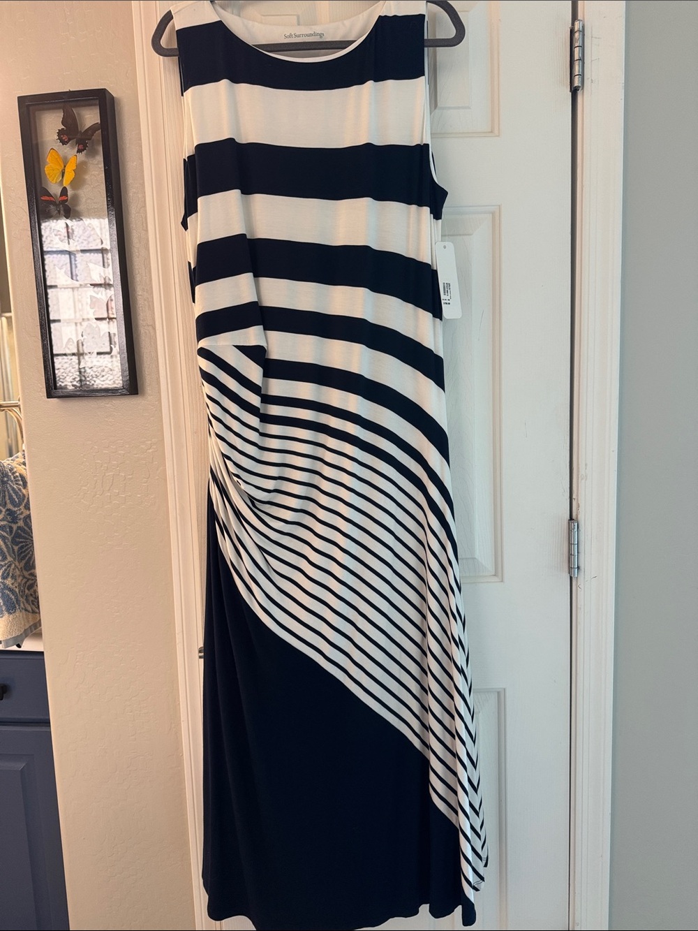NWT Stunning Soft Surroundings Navy and White Striped Maxi Dress - $150 Retail!